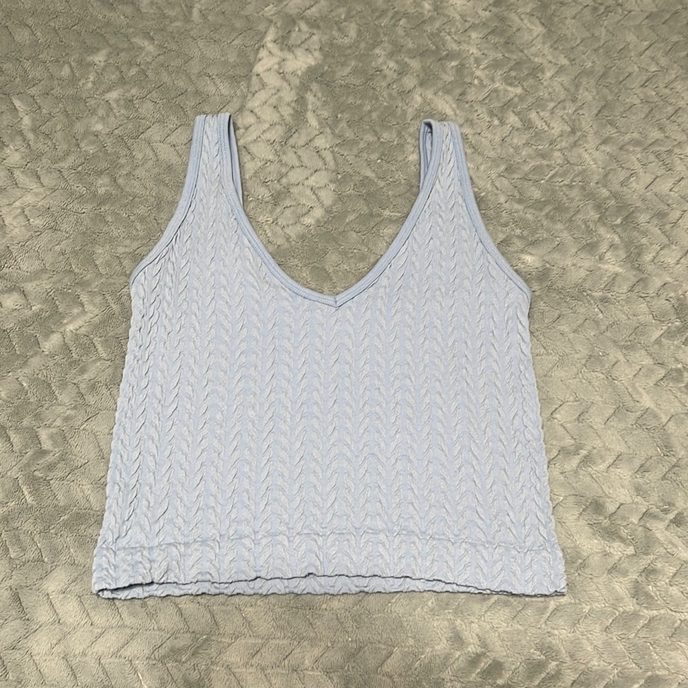 Blue V-Neck Crop Top